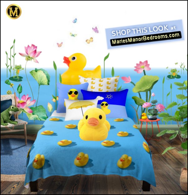 rubber ducky bedding rubber duck wall decal duck pond bedroom decor  frogs yellow ducks decor